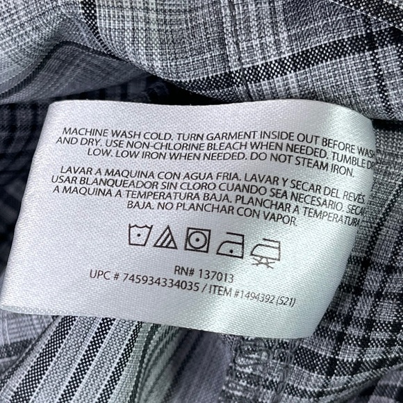 ORVIS Men’s Short Sleeve Black Gray & White Plaid Shirt Size L 100% Polyester - Picture 8 of 11